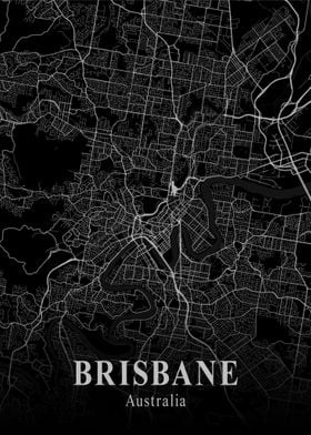 Brisbane City Map Dark