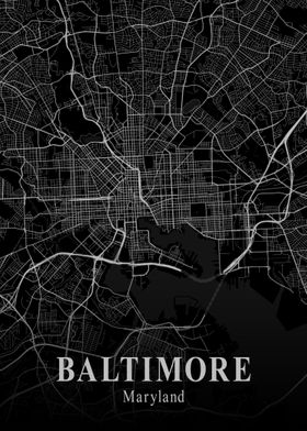 Baltimore City Map Dark