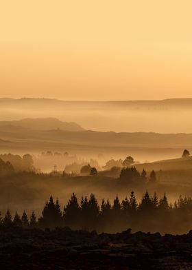 Sunset Foggy Mountains