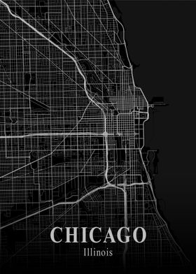 Chicago City Map Dark