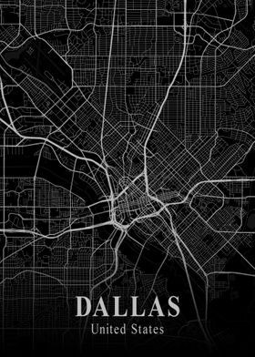 Dallas City Map Dark