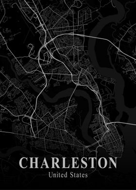 Charleston City Map Dark