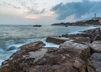 Waves rocks Anzio Italy