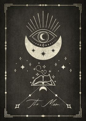 The Moon Black Tarot Card