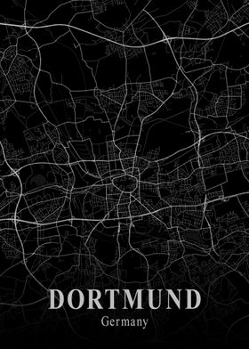 Dortmund City Map Dark