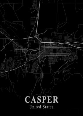 Casper City Map Dark