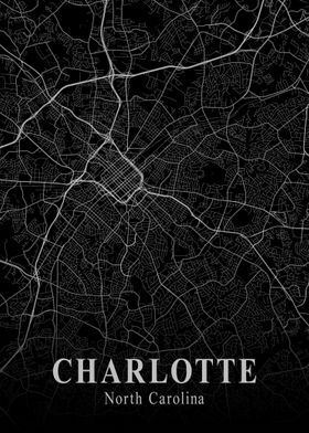 Charlotte City Map Dark