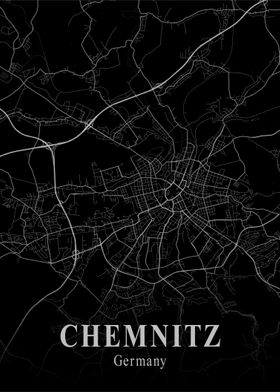 Chemnitz City Map Dark