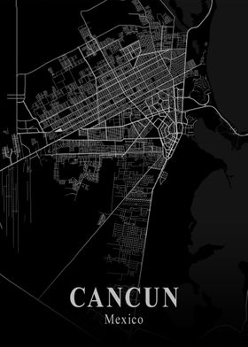 Cancun City Map Dark