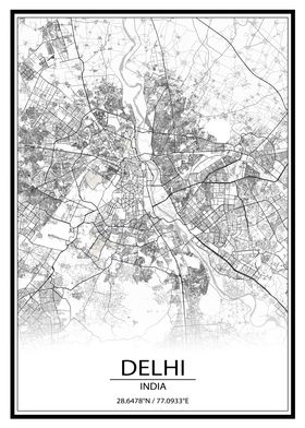 Delhi White Map