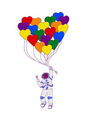 Astronaut Rainbow Balloons