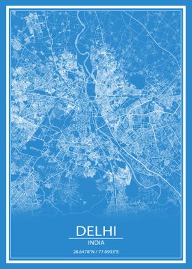 Delhi White Map