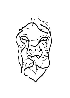 Lion head line art