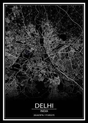 Delhi Black Map