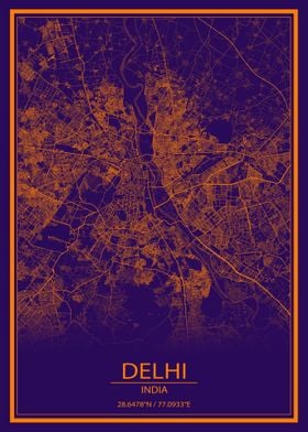 Delhi Purple Orange Map