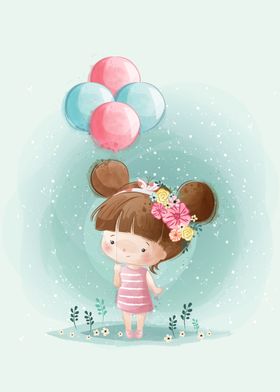 Girl Holding Balloons