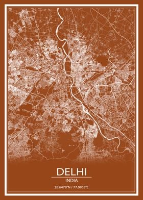 Delhi White Map