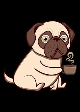 Coffee Drinker Pug With A