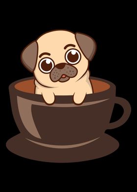 Coffee Drinker Pug In A