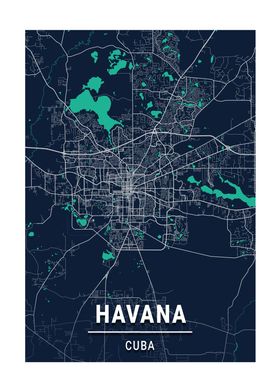 City Map Havana Cuba