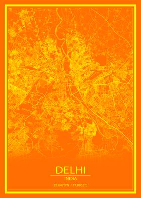 Delhi Orange Yellow Map