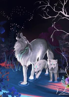 Fantasy neon wolf