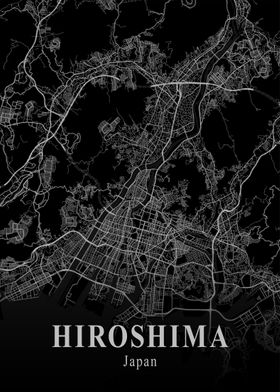 Hiroshima City Map Dark