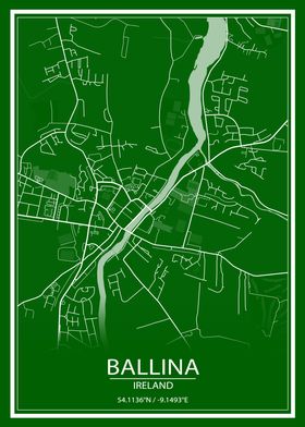 Ballina Green White Map