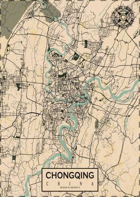 Chongqing Map Vintage