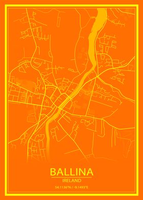 Ballina Orange Yellow Map