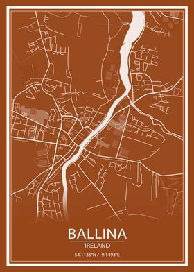 Ballina Brown White Map