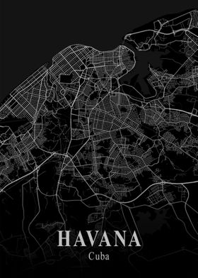 Havana City Map Dark