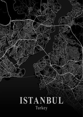 Istanbul City Map Dark