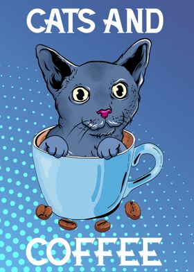 Russian Blue Cat Coffee