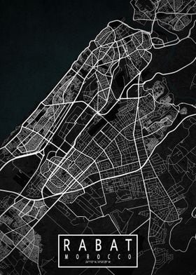 Rabat City Map Dark