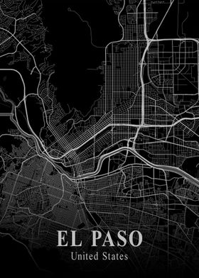 El Paso City Map Dark