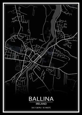 Ballina Black Map