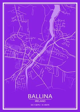 Ballina Purple White Map