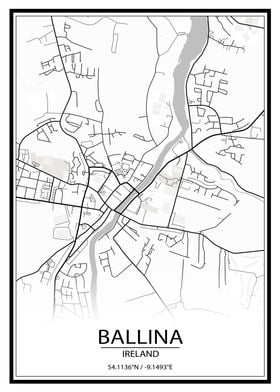 Ballina White Map