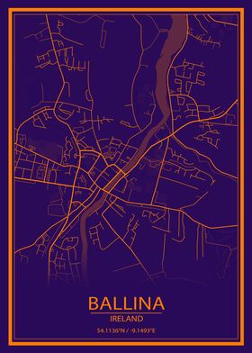 Ballina Purple Orange Map