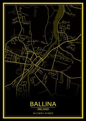 Ballina Black Yellow Map