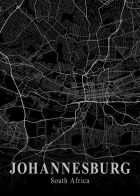 Johannesburg City Map Dark