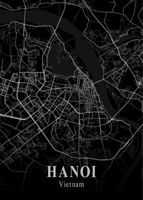 Hanoi City Map Dark