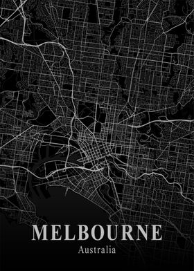 Melbourne City Map Dark