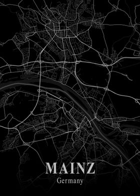 Mainz City Map Dark