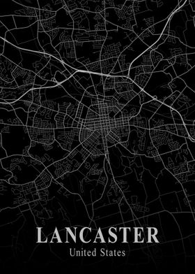 Lancaster  City Map Dark