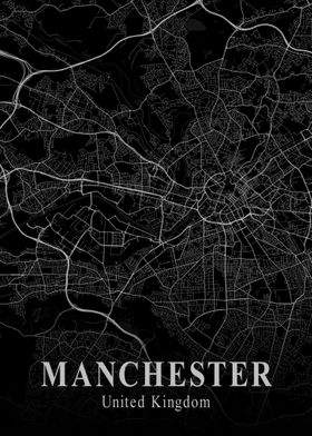 Manchester City Map Dark