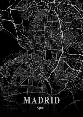 Madrid City Map Dark