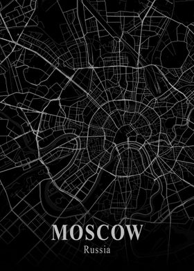 Moscow City Map Dark