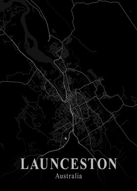 Launceston City Map Dark